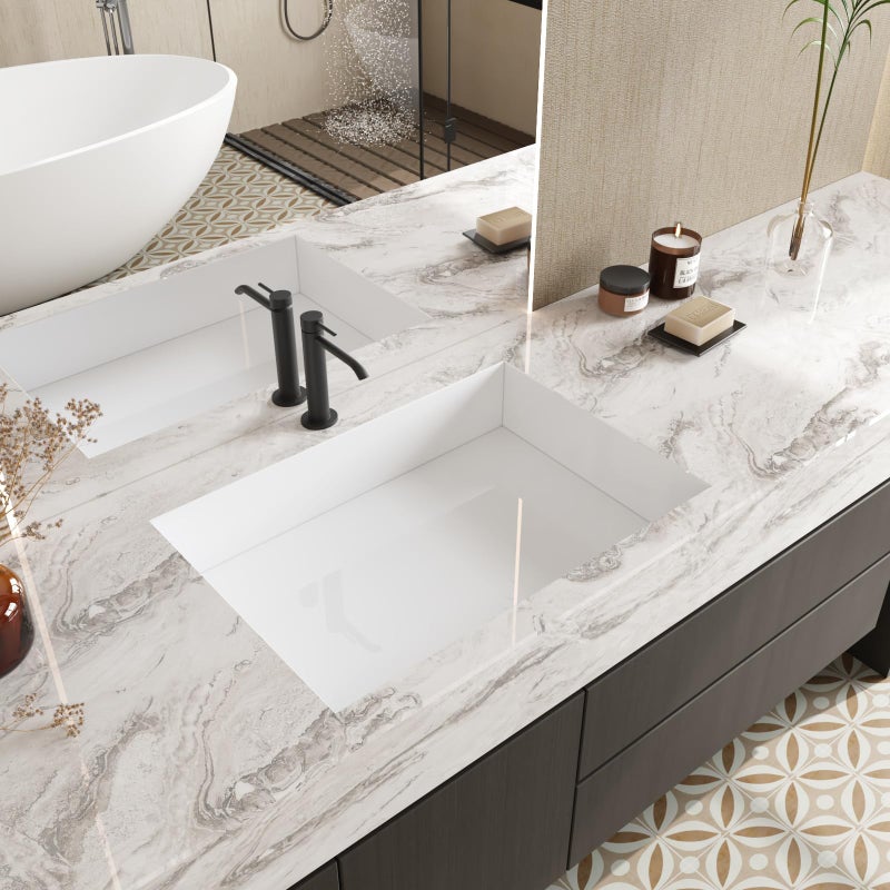 CRE8TIVE Beige Silver Marble Countertop Contact Paper 12""x354"" Glossy Liquid Marble Contact Paper for Cabinets Waterproof Self Adhesive Removable Marble Wallpaper for Kitchen Bedroom Drawers Lockers - Image 2